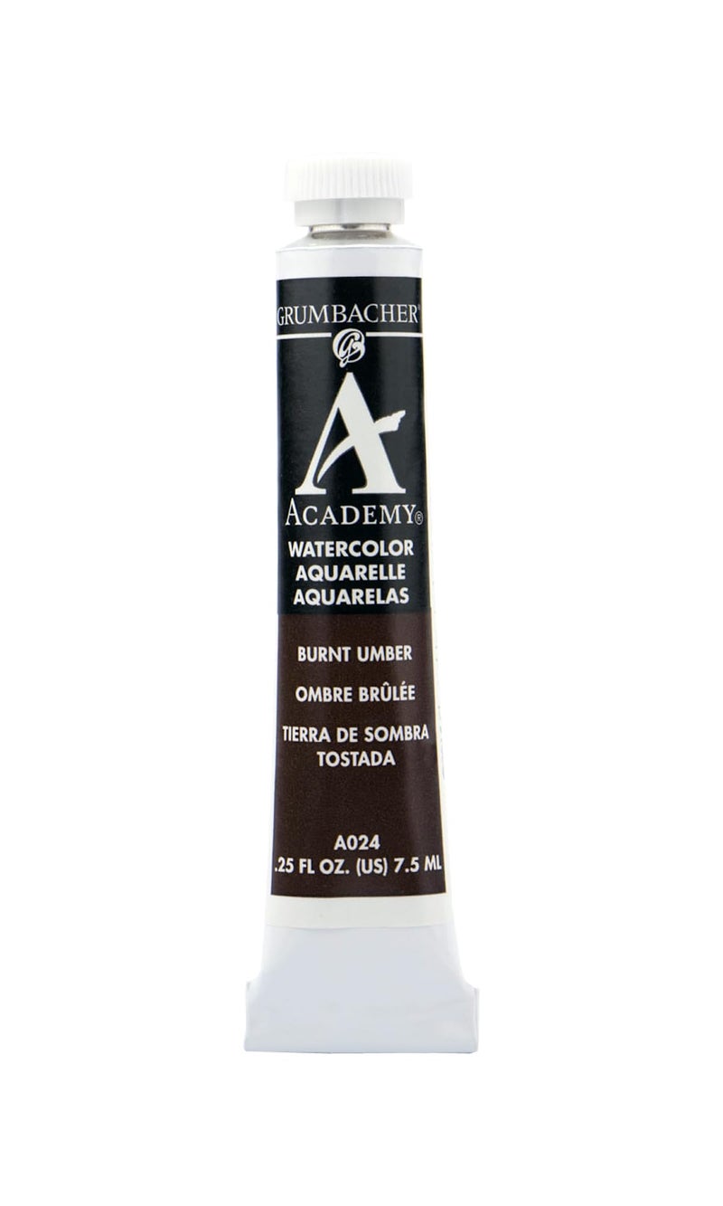 Grumbacher Academy Watercolor Paint, 7.5ml/0.25 Ounce, Burnt Umber (A024) - Image 1